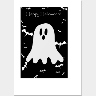 "Happy Halloween" Spooky Ghost Posters and Art